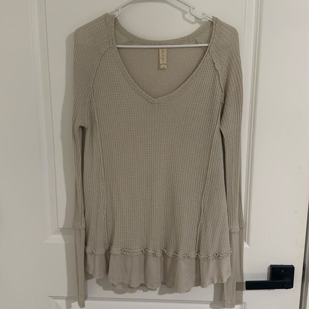Altar’d State Cream Waffle Knit Long Sleeve